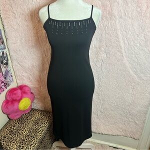 Y2K bedazzled Black Midi Dress